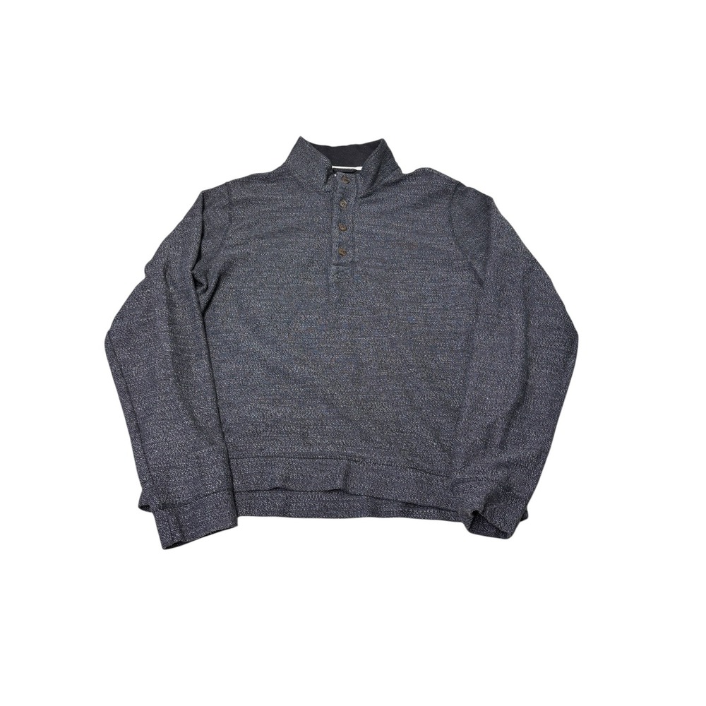 Marine Layer Mens‎ XL Charcoal Gray Marl Quarter Button Pullover Sweater Mock